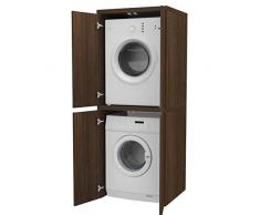 Ve.Ca. Mobile colonna con ante Coprilavatrice in legno, copri lavatrice/asciugatrice, diversi colori, anche su misura, lavanderia bagno (Wengè)