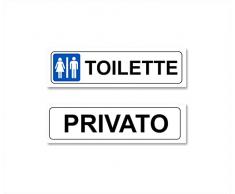 Readyprint 2 Adesivi Toilette Donna-Uomo - PRIVATO - targhetta Adesiva, Impermeabile, Lavabile, per Porte Bagno, Mis. 21x6 cm