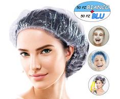 100 PZ Cuffie Doccia Monouso Plastica Elastica,cuffia da doccia donna,Doccia Cappuccio Capelli Protezione,cuffia per doccia unicorno per Casa,Salone,Spa,Viaggio,Hotel,Parrucchiere e Officina
