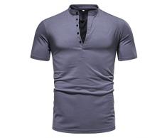 Top da donna elasticizzato monopezzo copertura completa manica corta doccia nuziale tunica top cotone varietà Henley, Grigio scuro, L