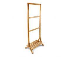 Relaxdays 10017159 Porta Asciugamani da Terra, in Legno di bambù, con 3 Barre, Resistente allŽUmiditaŽ, 40 X 27.2 X 104 cm, Marrone Chiaro