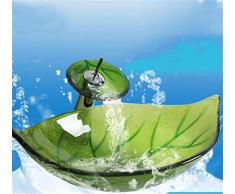 FFJTS Lavabo a forma di foglia di arca verde - Lavabo da bagno in vetro (lavabo singolo)