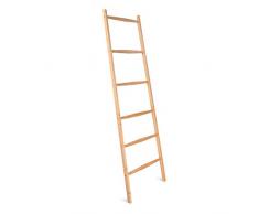 Navaris Scala Portasciugamani a 6 Pioli - Scaletta in bambù Marrone 170x56x3cm - Scalda Salviette Decorativo Bagno - Porta Asciugamani Verticale