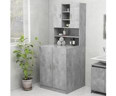 Lechnical Mobile per Lavatrice Grigio Cemento 70,5x25,5x90 cm,Mobile per Lavatrice,Mobile Lavatrice,Mobiletto Lavatrice Salvaspazio