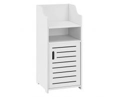 [en.casa] Armadietto da Bagno a Terra con 1 Anta Scomparto e Ripiano Mobiletto da Stoccaggio Ripostiglio da Bagno con Sportello di Design - Bianco