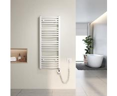 Heilmetz Scalda salviette da bagno elettrico 100x40cm，Termoarredo elettrico bagno con termostato digitale，Bianco，Radiatori curvi 300W
