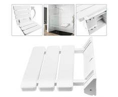 PrimeMatik - Sedile per Doccia Pieghevole. Sgabello per Anziani in plastica e Alluminio Bianco 320x328mm