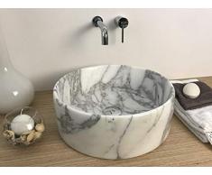 Lavabo Lavandino da appoggio in marmo Arabescato 100% made in italy pietra naturale