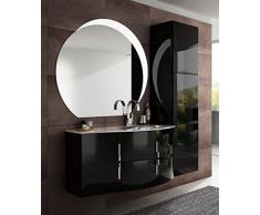 Mobile bagno sospeso Sting nero lucido, cm 104, con lavabo e colonna