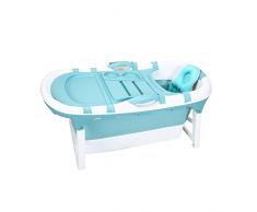 CRS Vasca da bagno pieghevole da 118 x 61 x 58 cm, per bambini e adulti con cuscino, ideale per piccoli bagni e vasca da bagno pieghevole da appoggiare