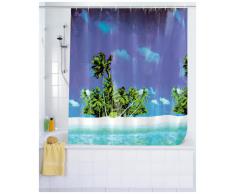 WENKO 19101100 Tenda doccia Palm Beach - pellicola materiale sintetico, Polietilenica, Multicolore