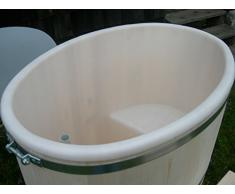Sauna immersioni bacino in legno certificato PEFC Larice con inserti in plastica e coperchio in plastica