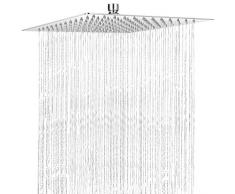 COMLIFE Soffione Doccia Quadrato, Soffione Doccia a Pioggia Ultrasottile 304 Acciaio Inox ad Alta Pressione con 144 Getti In Silicone Accessori Bagno, 12 Pollici