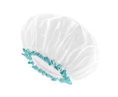 Cuffia da doccia, bianca, per capelli lunghi, 1 pezzo, impermeabile, lavabile e resistente, per donne e ragazze, molto graziosa, extra large
