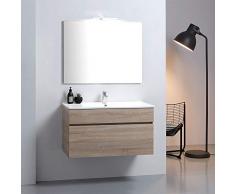 Kiamami Valentina Mobile Bagno SOSPESO 90CM in Quercia Naturale | Sole