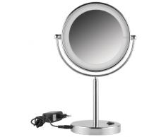 VELMA - WIRELESS SWITCH STAND - LED118RC 5x - Senza fili - 2 in 1 - Fantastico Specchio cosmetico / Specchio ingranditore / Specchio da trucco - 2 lati da tavolo - illuminato a LED con batteria ricaricabile - Ingrandimento x5 +