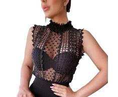 Doccia Sexy Pizzo Ritaglio Indumenti da Notte Lingerie Tentazione Biancheria Intima Camicia da Notte Completo Bianco (Black, XXL)
