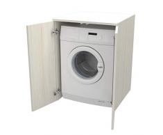 Ve.Ca. Mobile Coprilavatrice con ante, realizzato in legno, copri lavatrice/asciugatrice, diversi colori, anche su misura, lavanderia bagno arredo casa (Bianco larice)
