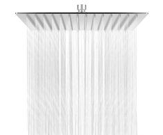 HAUSPROFI Soffione Doccia a Pioggia in Acciaio Inox - Docce Fisse con Getti In Silicone Anticalcare - Quadrato 30 x 30 cm / 12 Pollici - Finitura Cromata Spazzolata