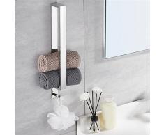 Portasciugamani A Doppia Asta 39 Cm – Adesivo Senza Fori – Acciaio Inox 304 – Per Bagno E Cucina – Argento
