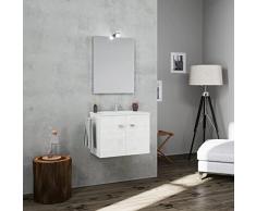 Kiamami Valentina MOBILE BAGNO SOSPESO 60CM ANTE E PORTASALVIETTE QUERCIA BIANCO | SQUARE