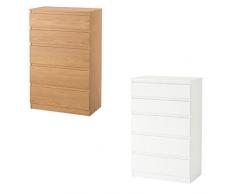 Kullen, cassettiera Ikea, mobile per la camera da letto, con 5 cassetti, colore: bianco