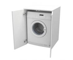 Ve.Ca. Mobile Coprilavatrice con ante, realizzato in legno, copri lavatrice/asciugatrice, diversi colori, anche su misura, lavanderia bagno arredo casa (Bianco frassinato)