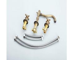 Rubinetto Del Bagno Lavabo Retrò, Bronzo Tre Fori Rubinetto Doppio Rubinetto Tutto-rame Corridore
