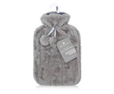 Revitale Borsa dell’acqua calda con pompon, in finta pelliccia, 2 litri (grigio ardesia)