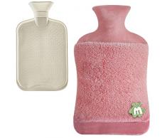 Borsa dellAcqua Calda 2L, RosyFate Borsa dellacqua Calda con Copertura a Mano, Borsa Acqua Calda Peluche, Bottiglia dacqua Calda in Gomma, Hot Water Bottle, PVC Borsa Dellacqua Calda
