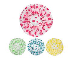 Lidiper 4 Pezzi Cuffia Doccia, Elastica Cuffia da Doccia Riutilizzabile Impermeabile Cuffia da Bagno per Donna Bagno doccia Spa Salone