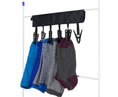 HANGERWORLD 4 Stendibiancheria da Viaggio e Campeggio con 6 Mollette per Calzini in Plastica Nera