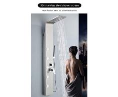 Colonna doccia pannello idromassaggio con miscelatore effetto cascata con doccetta, doccione e getti idromassaggine (SS)