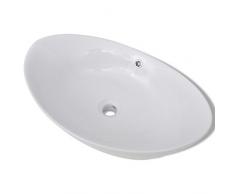 vidaXL Lavello Ovale in Ceramica Foro Scarico Lavandino Lavabo