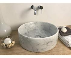 Lavabo Lavandino da appoggio in marmo Carrara 100% made in italy pietra naturale