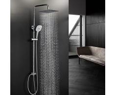 Görbach Colonna Doccia Acciaio Inox Senza Miscelatore Colonna Doccia Idromassaggio Senza Rubinetto Saliscendi Doccia Regolabile Set Doccia a Pioggia Con Soffione e Doccetta a Mano 20 * 20.