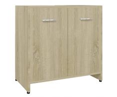 Tidyard Armadio,Sottolavabo,da Bagno,60x33x58 cm,in Multistrato,Mobile lavabo bagno,Mobile sottolavabo,Mobile lavabo,Mobile da bagno,Mobile bagno moderno,Mobili sottolavabo,Armadietto Sottolavabo