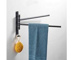 Beelee Porta Asciugamani Braccio Oscillante, Portasciugamani da Parete con Swing out 2 Bracci per Il Bagno, Pittura Nero, BL1104