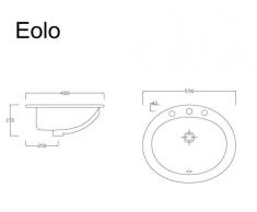Lavandino Lavabo da Incasso Design Eolo in Ceramica Bianco 57x48xH19 cm