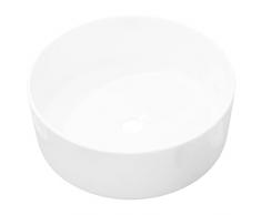 vidaXL Lavandino Tondo in Ceramica Bianca 40x15 cm da Bagno Lavabo Lavello