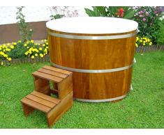Sauna maschera vasca in legno kambala con inserto in plastica e coperchio in plastica