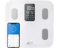 Active Era Bilancia Pesapersone Digitale con Ampio Display LED - Bilancia digitale Bluetooth con 16 Misurazioni, Indice di Massa Corporea (BMI), con App Bianca