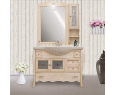 Arredo bagno in legno avorio in stile decapè con lavabo in ceramica