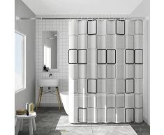 GOOPOOL Tenda da Doccia,Impermeabile,Tenda Vasca da Bagno,Tende Doccia Angolare per Bagno 12 Ganci Tenda da Bagno 180 x 180 cm