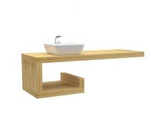 VE.CA-ITALY MENSOLA LAVABO FORMA A G IN LEGNO MASSELLO PROFONDITA 50 CM - SPESSORE 5 CM, IN 3 COLORAZIONI + KIT REGGIMENSOLA 100% MADE IN ITALY (Frassino naturale Miele - Oliva, da 181 a 200 cm)