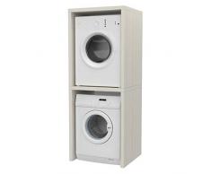 Ve.Ca. Mobile colonna Coprilavatrice, in legno, copri lavatrice/asciugatrice, diversi colori, anche su misura, lavanderia arredo bagno (Bianco larice)
