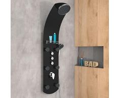 EISL Caraibi, pannello doccia con getto benessere, con 6 ugelli per il massaggio, in vetro di sicurezza colorato, Nero, ORSP-YMSBB