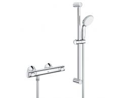 GROHE QUICKFIX, Precision Flow Miscelatore termostatico per doccia, con tecnologia Water Saving e GROHE Ecobutton, con manopola Vitalio Go, Cromo, 34841000