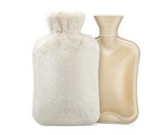 Homealexa Borsa dellAcqua Calda, cata con Custodia Peluche Morbida 2L Boule Acqua Calda in Gomma Naturale Beige