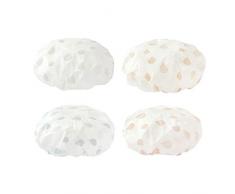 MoreChioce 4 pezzi Cuffia per Doccia,Elastico Impermeabile Riutilizzabile Cuffia da Bagno Cuffia per la Doccia Cappello per Utilizzato Nelle Docce,Spa,Trucco,Bianco